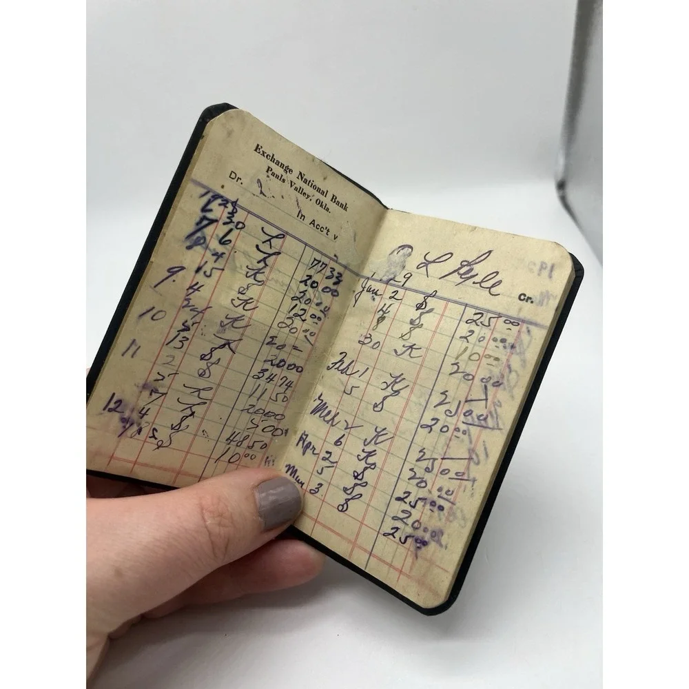 Vintage Exchange National Bank Book Pauls Valley Oklahoma Mini Pocket Ledger